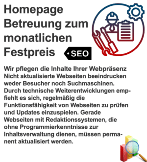 Monatliche Pflege Ihrer Website zum Sonderpreis mit vereinbarten zeitlichen Aufwand